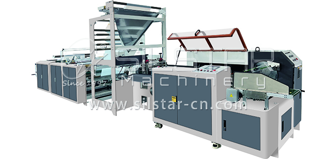 Interleave swing roller double fold perforated S cut bottom seal bag on roll making machine