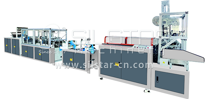 Interleave star seal perforated t-shirt garbage bag on roll making machine
