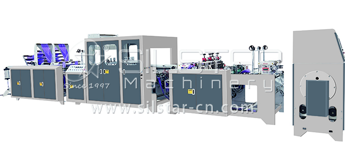 Star seal swing roller rotary die cut perforated t-shirt garbage bag on roll making machine